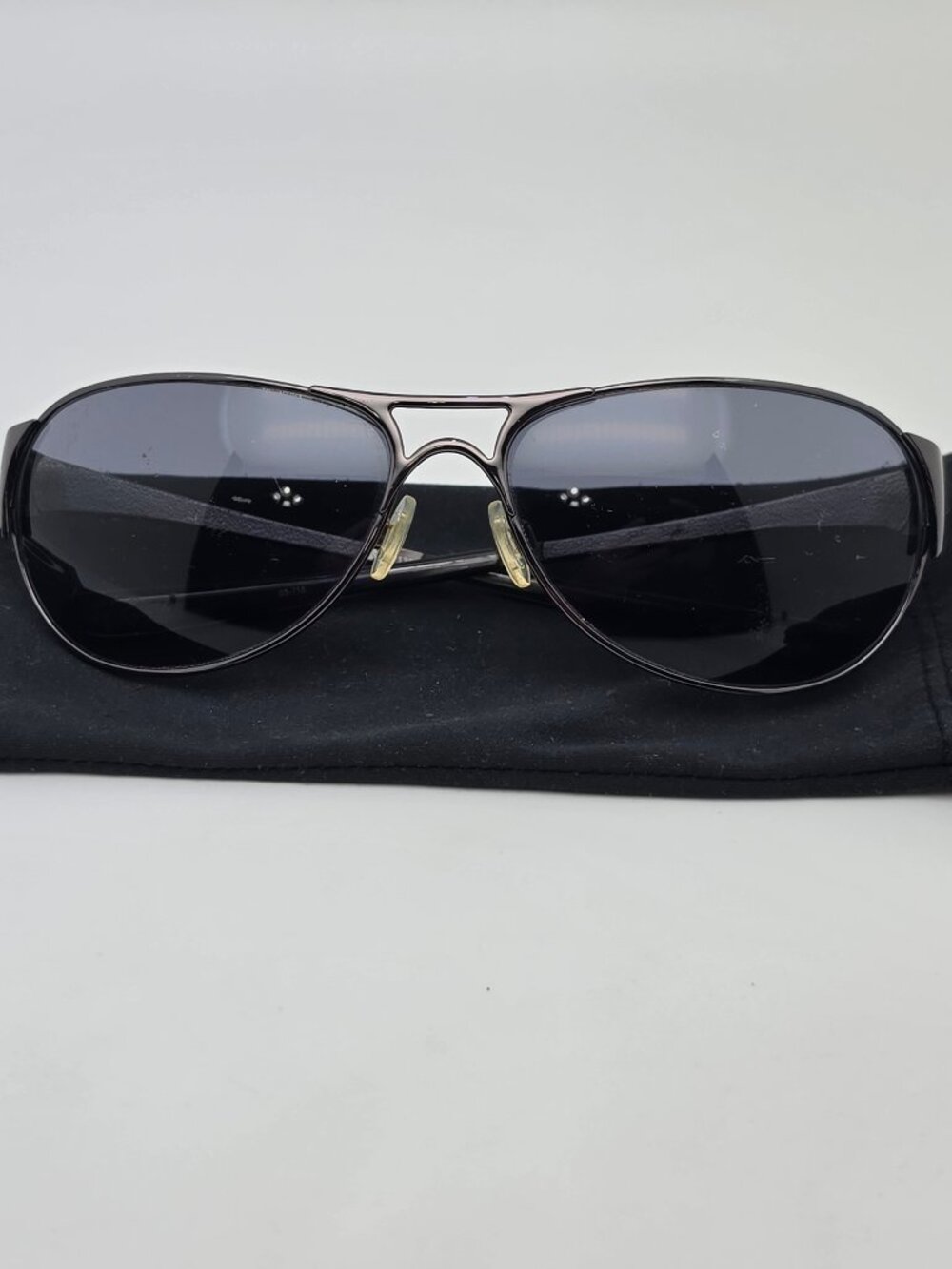Oakley 05-718 Restless Black Chrome Frame Grey Lens Aviator Sunglasses w/ Case